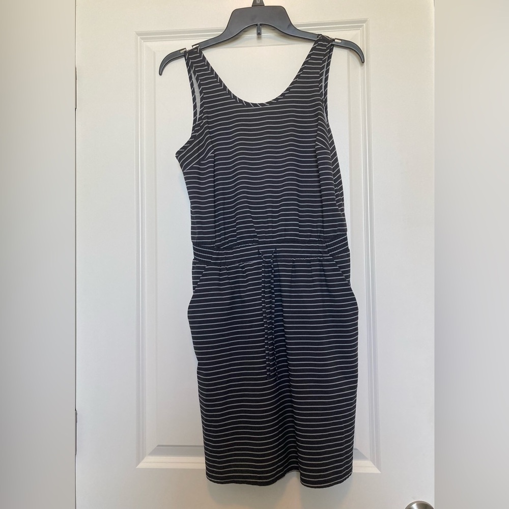 all in motion Black and White Striped Drawstring Dress